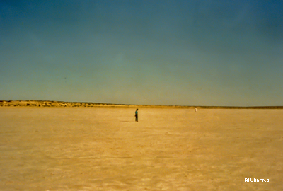 Jason & Peg Chartres<br>
Madigan Gulf (The lowest point in Australia,
 15m below sea level) - Lake Eyre North