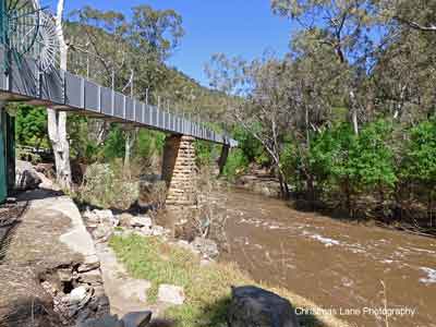 River Torrens, flowing under the Gorge Weir Aqueduct, Gorge Rd., Athelstone, SA.